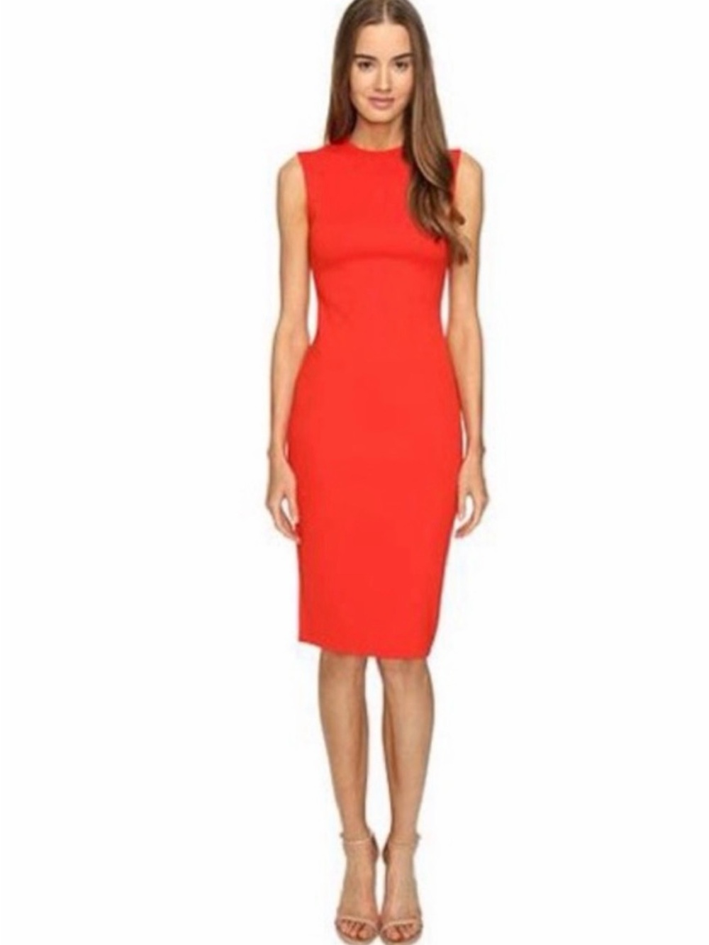 McQ by Alexander McQueen Red Sleeveless Midi Sheath Dress